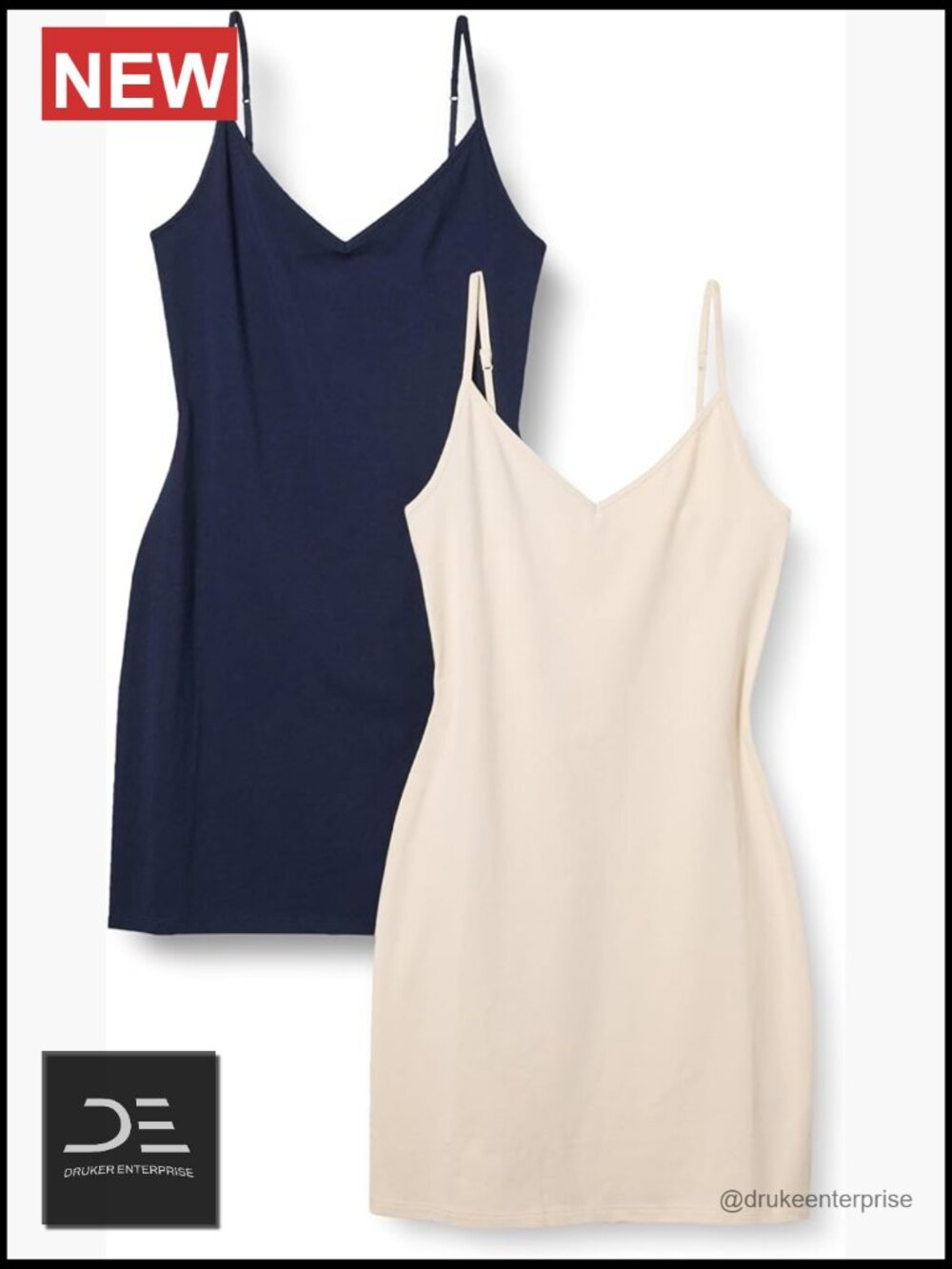 Slim Fit Cotton Layering Slip Dress, Pack of 2
